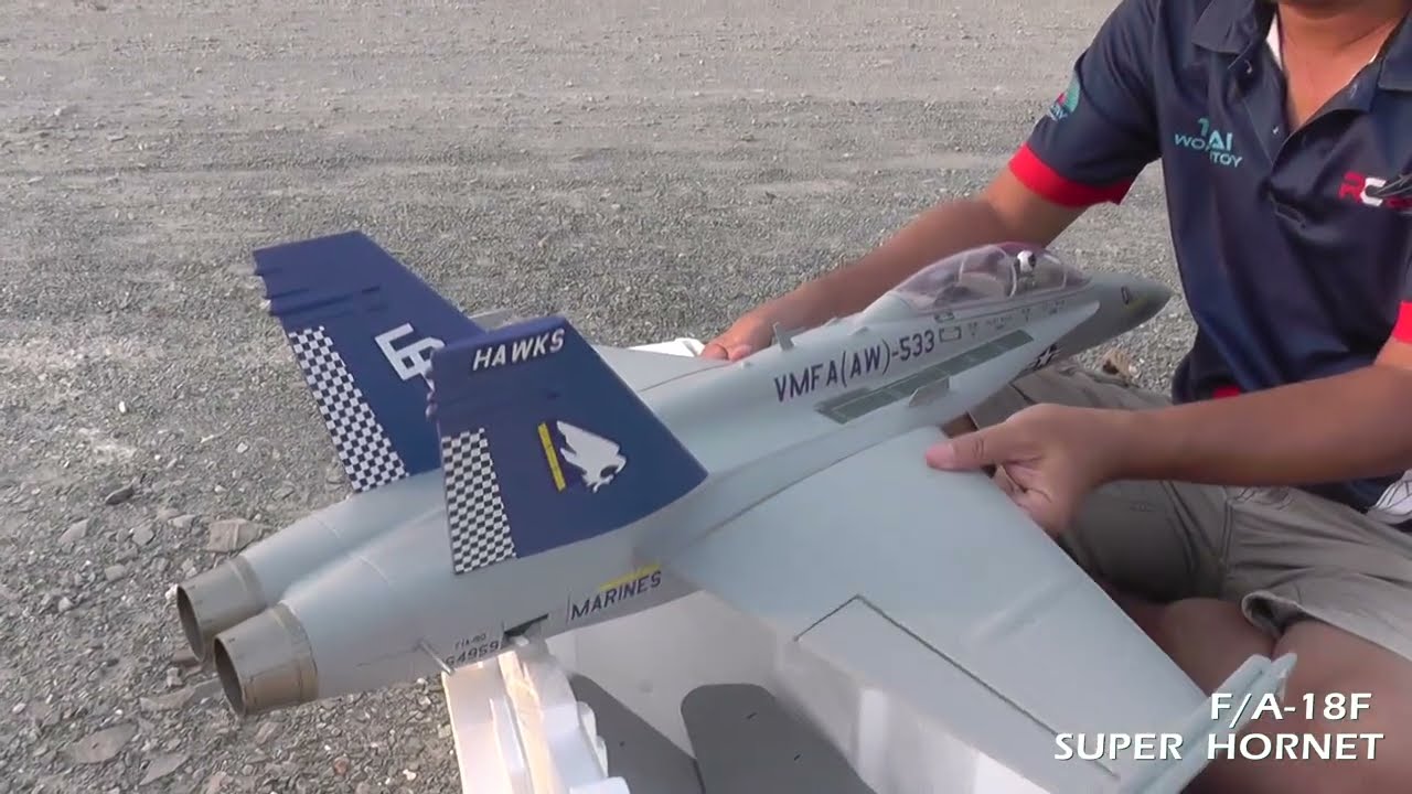 เเกะกล่อง 2025 ! F-18 Super hornet Rc Jet Twin40MM. ราคา 5,300บ. T.081-0046515 ไลน์ :@thaiworldtoy