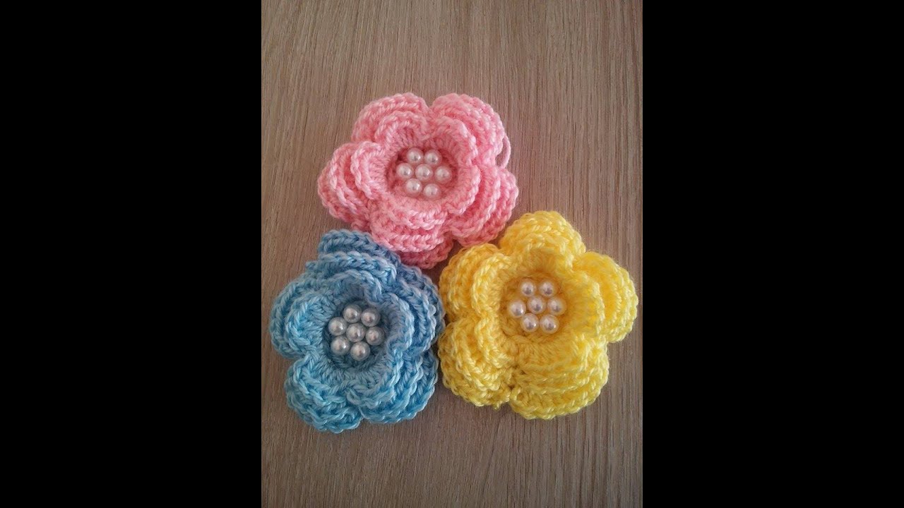 🌼 Kwiatek z perełkami na szydełku - flower with perls on crochet