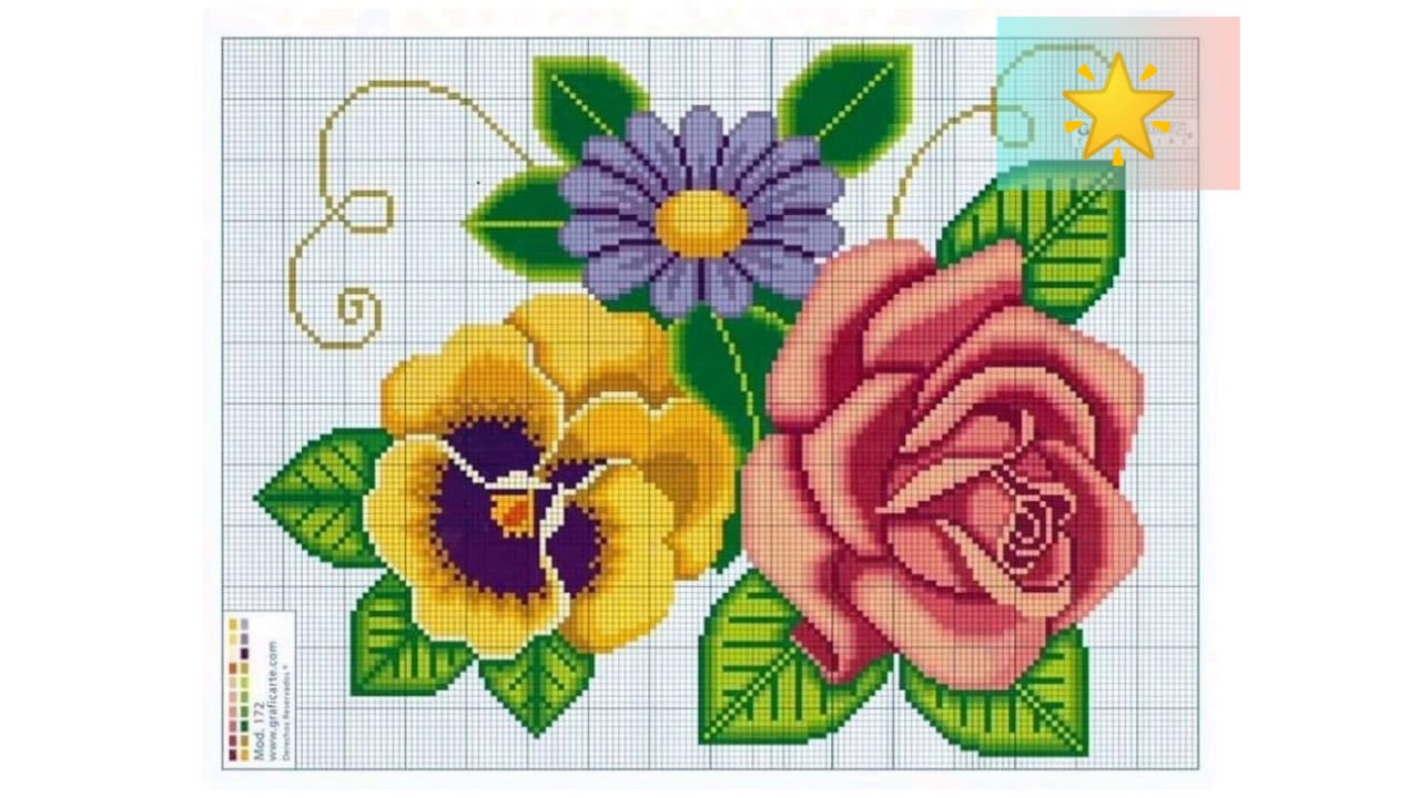 Gráficos de Flores en Punto de Cruz