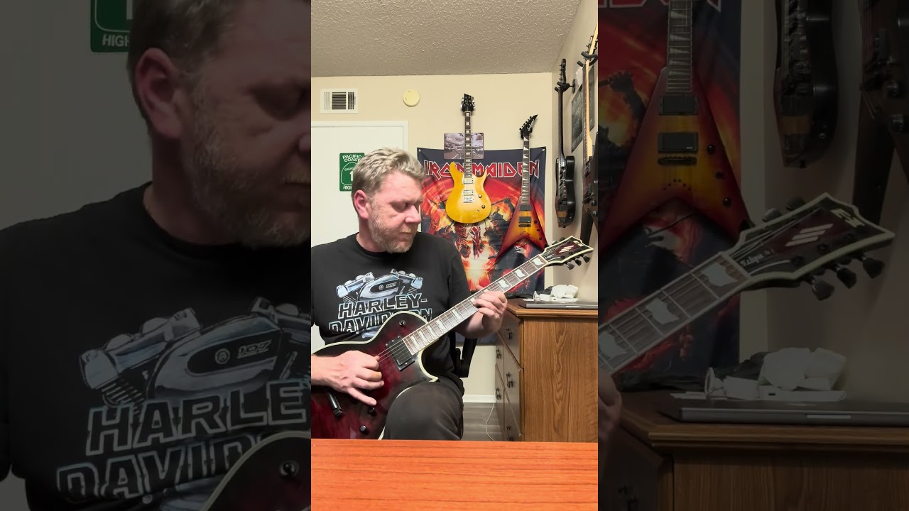 Slow metal guitar solo improvisation in standard E