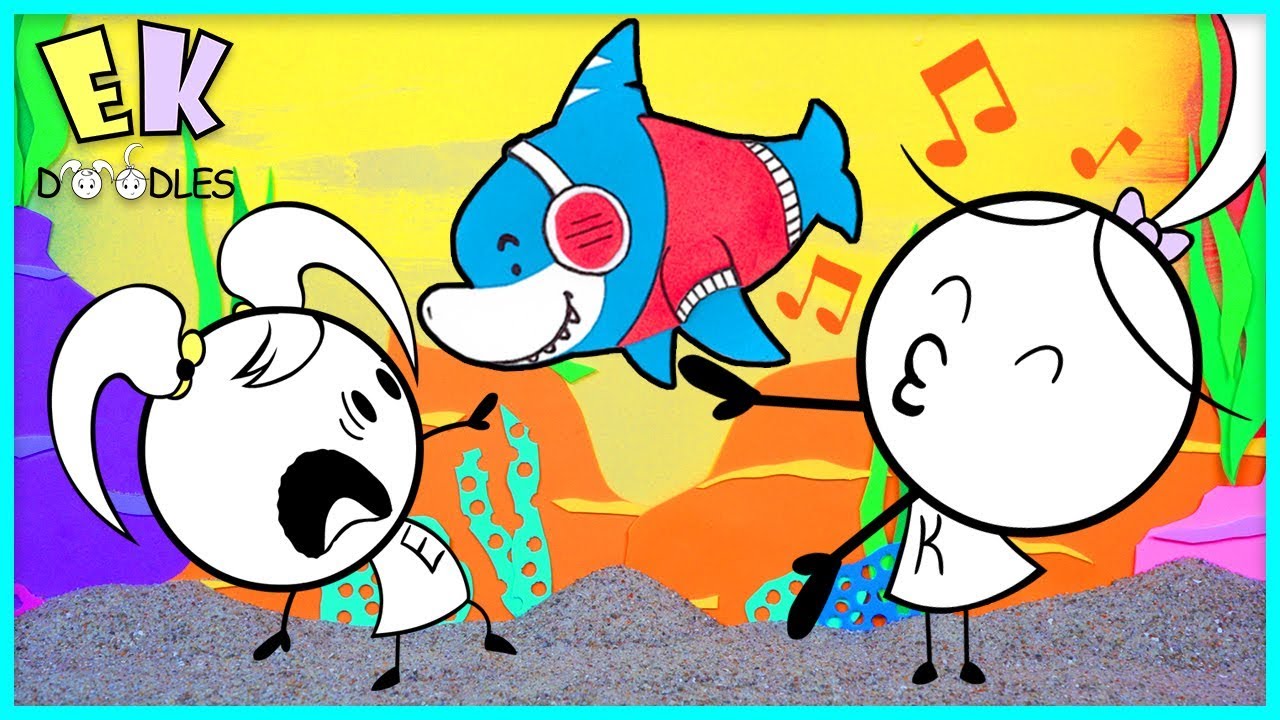 BABY SHARK SING ALONG - EK Doodles Kate Teaches Emma Baby Shark Dance Moves