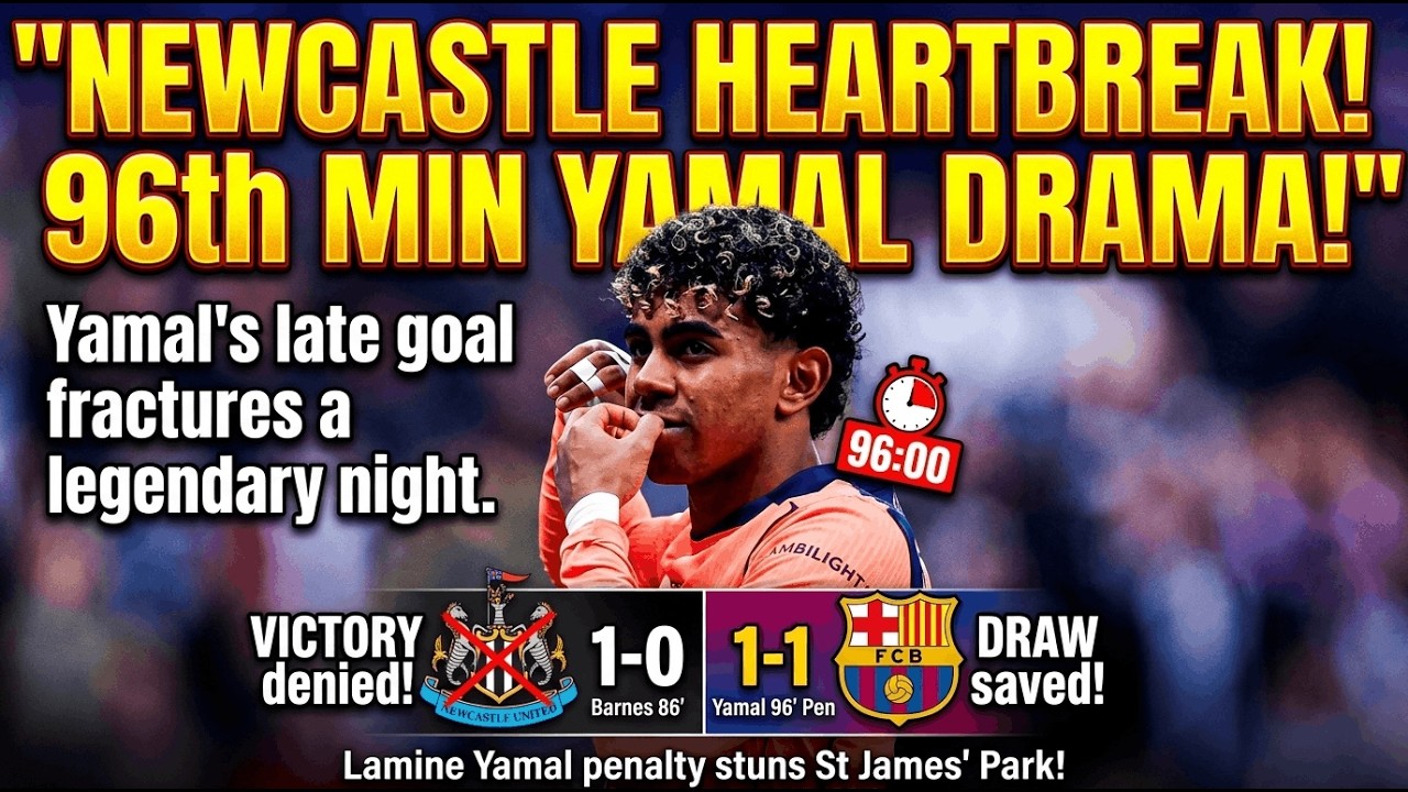 ✅🛑 Lamine Yamal denies Newcastle late on from the penalty spot to earn Barcelona share of spoils