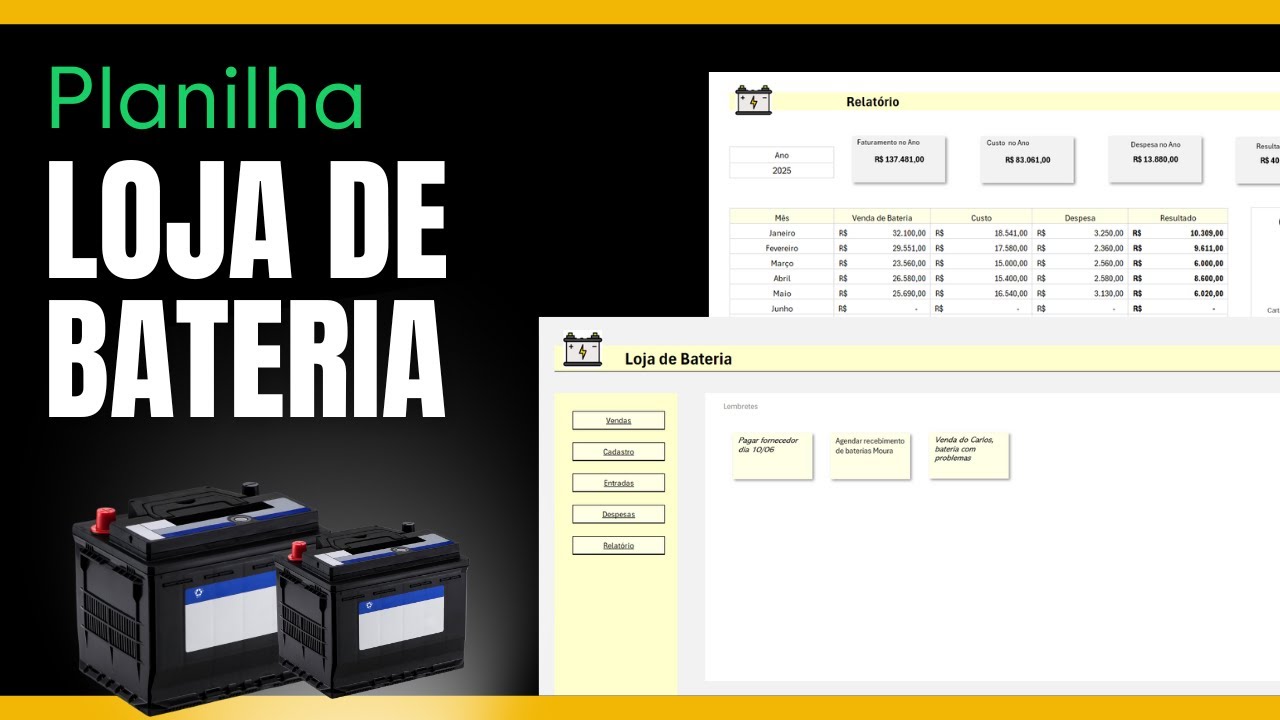 Planilha para Loja de Baterias