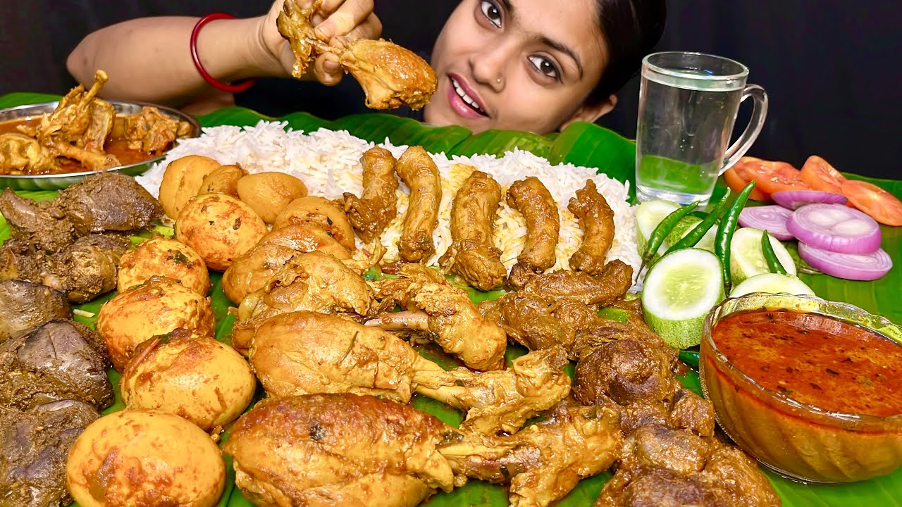 Chicken Curry Chicken Liver Curry Chicken Gizard Curry Egg Curry Chicken Neck Curry With Rice Eating