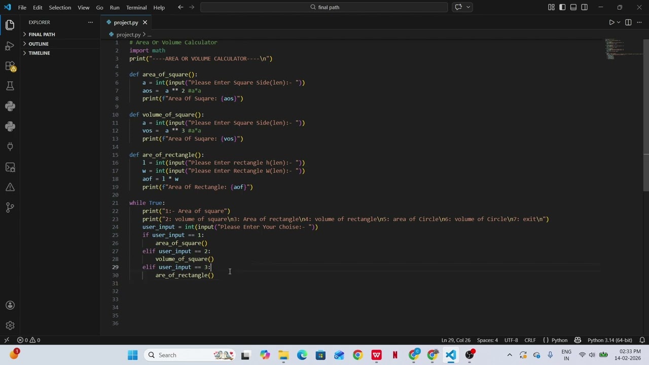 Build an Area & Volume Calculator in Python | Geometry Project 🐍 | Calculate Area & Volume