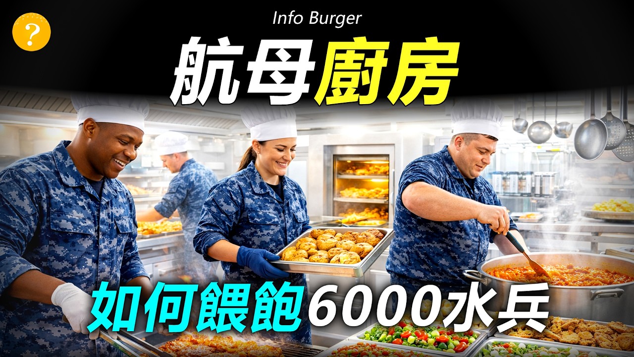 美國航母，如何每天餵飽6000名水兵？每天要做18000份餐，怎麼做到的？在海上幾個月不靠岸，厨房要24小時作業才能解決吃飯問題。航母後勤有多硬核&mdash;&mdash;信息漢堡InfoBurger