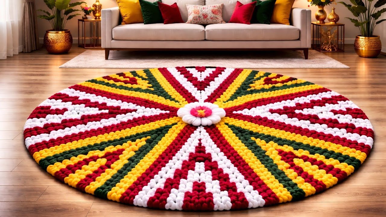 Trending 8 Kali Lahriya Doormat 🔥 | 4 Colour Big Size Round Carpet 🏡 | Easy Handmade Design