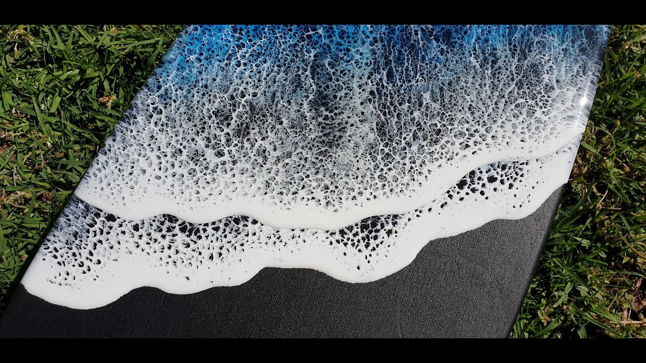 #56. Surfing at Midnight - Multiple Frothy Resin Waves Over a Black 1.1 m Surfboard