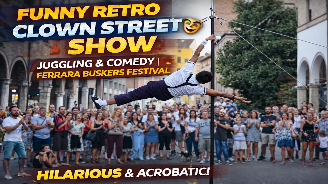 Funny Man Doing Street Performance - Clown / Juggling / Acrobatics
