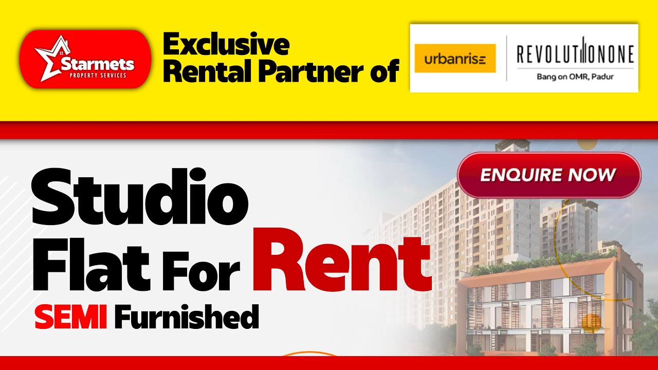 Studio Flat for Rent @ OMR | Semi Furnished | Urbanrise Revolution One | 130+ Next Gen Amenities