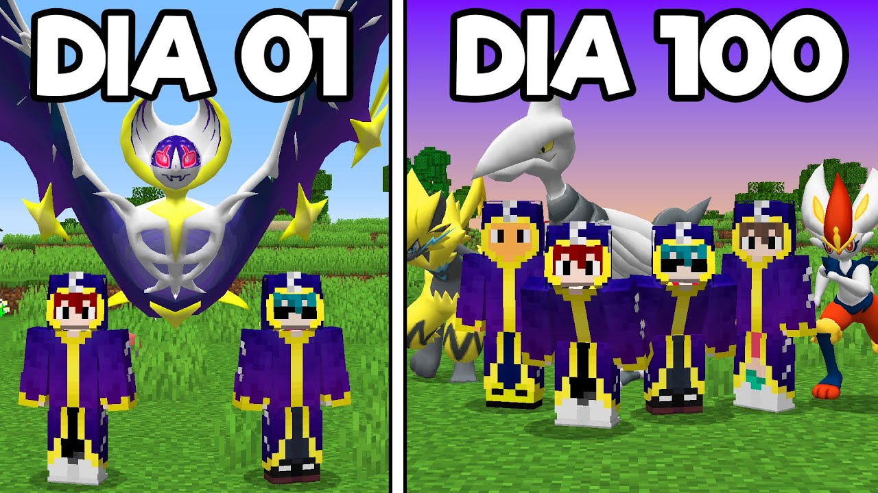 Sobrevivi 100 Dias no Minecraft Pixelmon PokeSquad O FILME 3