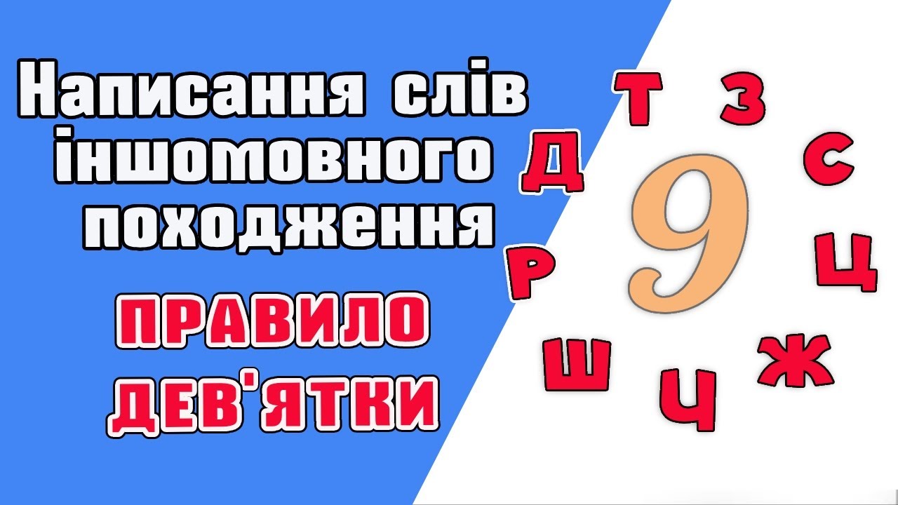 Написання слів іншомовного походження. Правило дев’ятки.