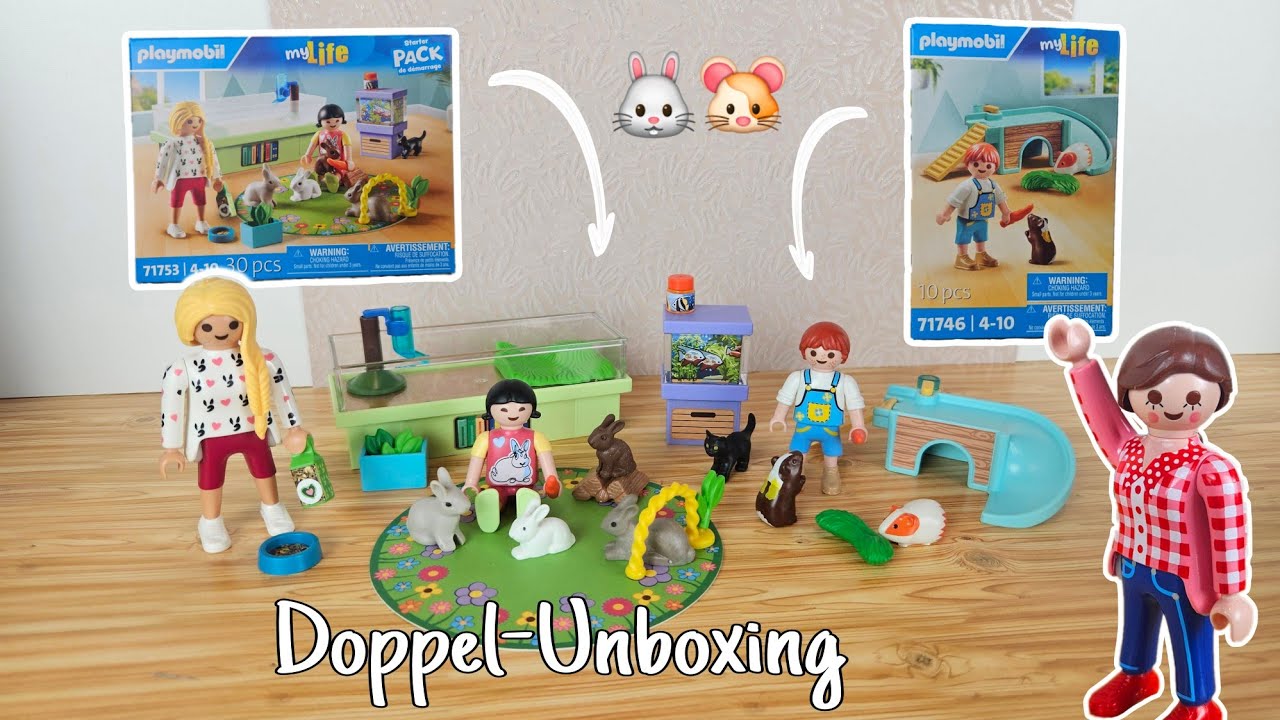 Playmobil Junge mit Meerschweinchen und Familie mit Hasen 🐰🐹 Doppel-Unboxing, Deutsch | Familie Hund
