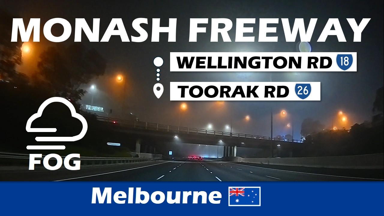 Monash Freeway (M1), Foggy Relaxing Night Drive, Melbourne [ASMR]