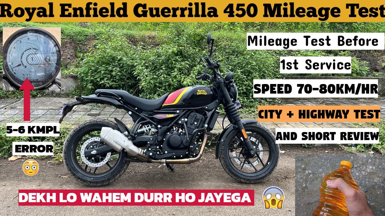 Royal Enfield Guerrilla 450 Real Mileage Test 👌| Before First Service | Tank To Tank Mileage Test ✅