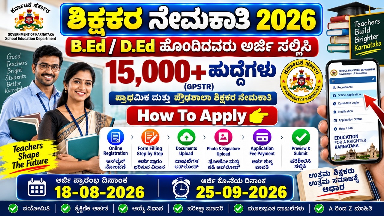 How To Apply Teacher Recruitment 2026 Online | Karnataka 15,000 Teacher Recruitment 2026 Apply