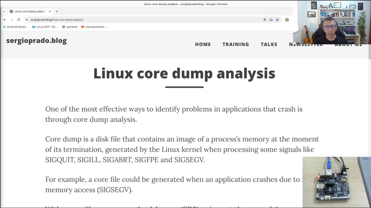 Linux core dump analysis on user-space applications