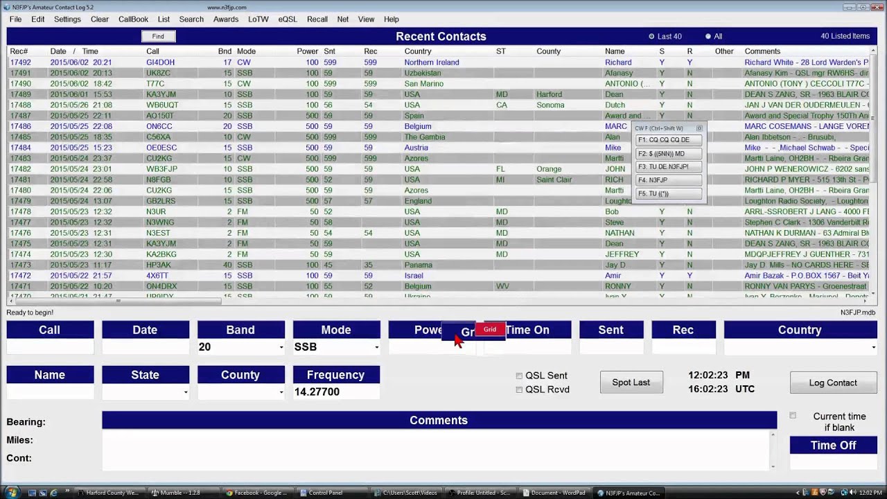 N3FJP - Amateur Contact Log - How to Customize Main Form