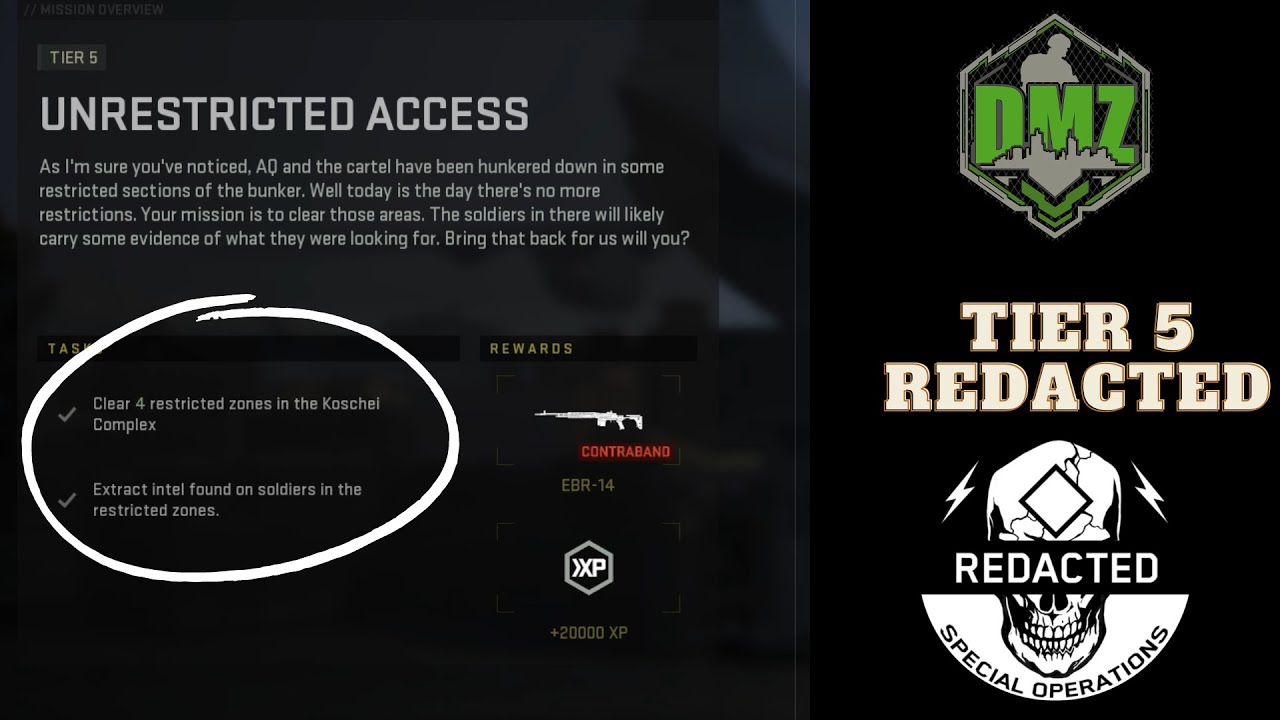 Unrestricted Access (SOLO) Tier 5 Redacted Mission DMZ Warzone 2.0