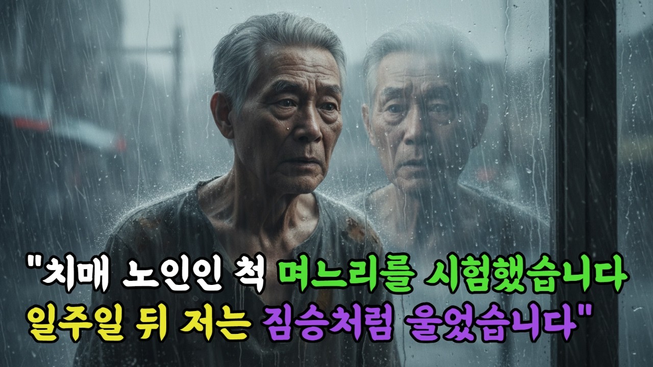 치매 노인인 척 며느리를 시험했습니다. 일주일 뒤 저는 짐승처럼 울었습니