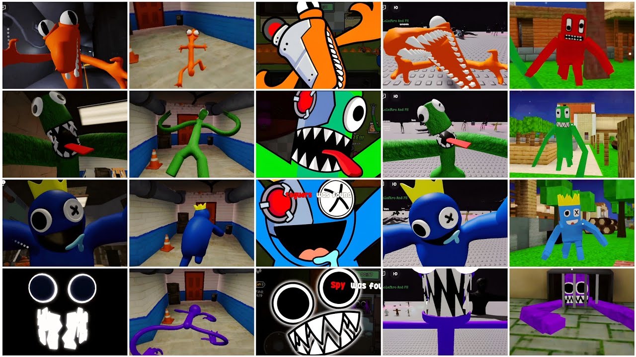 what if I rainbow friends 1 all jumpscares vs custom vs roleplay vs craft & rainbow lo story 5 games