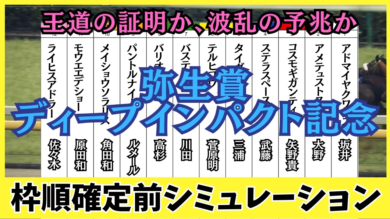 【弥生賞ディープインパクト記念2026】枠順確前シミュレーション 王道の証明か、波乱の予兆か 皐月賞への最重要トライアル