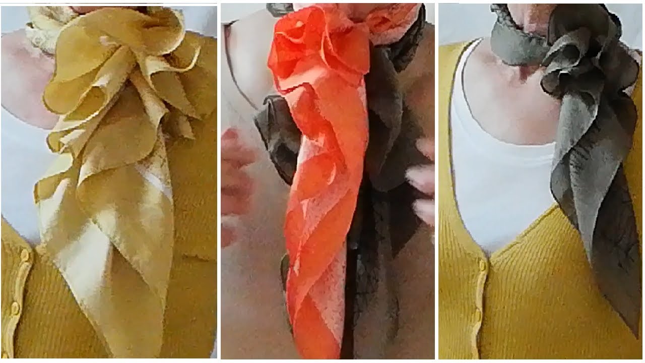 ♥スカーフをひらひらのゴージャスに巻く４アレンジ　 how to wear 4 scarves gorgeous fluffy