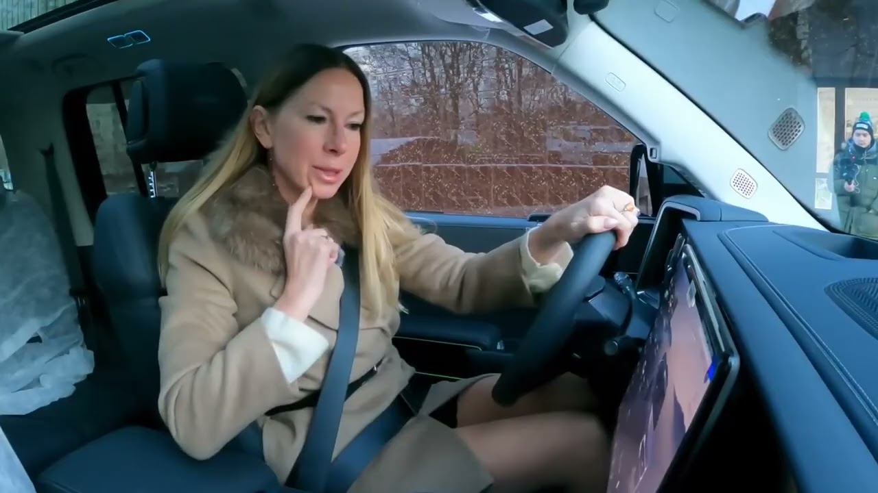 Lisa Stylish Car Reviews: Elegance in Nylon Stockings and Skirt