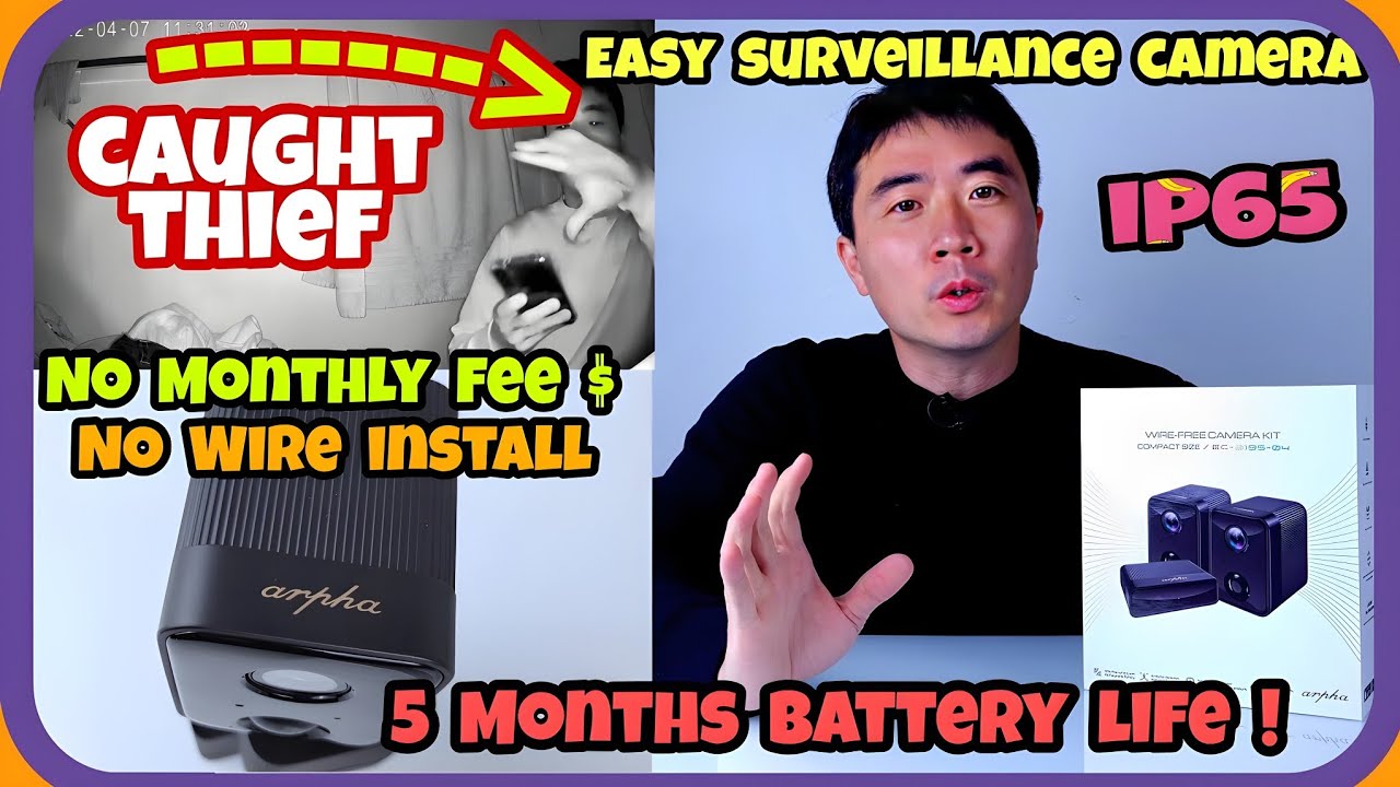 Surveillance camera, No Fee No Install, Must Have Arpha Home 2 Security System 5 Months Battery Life