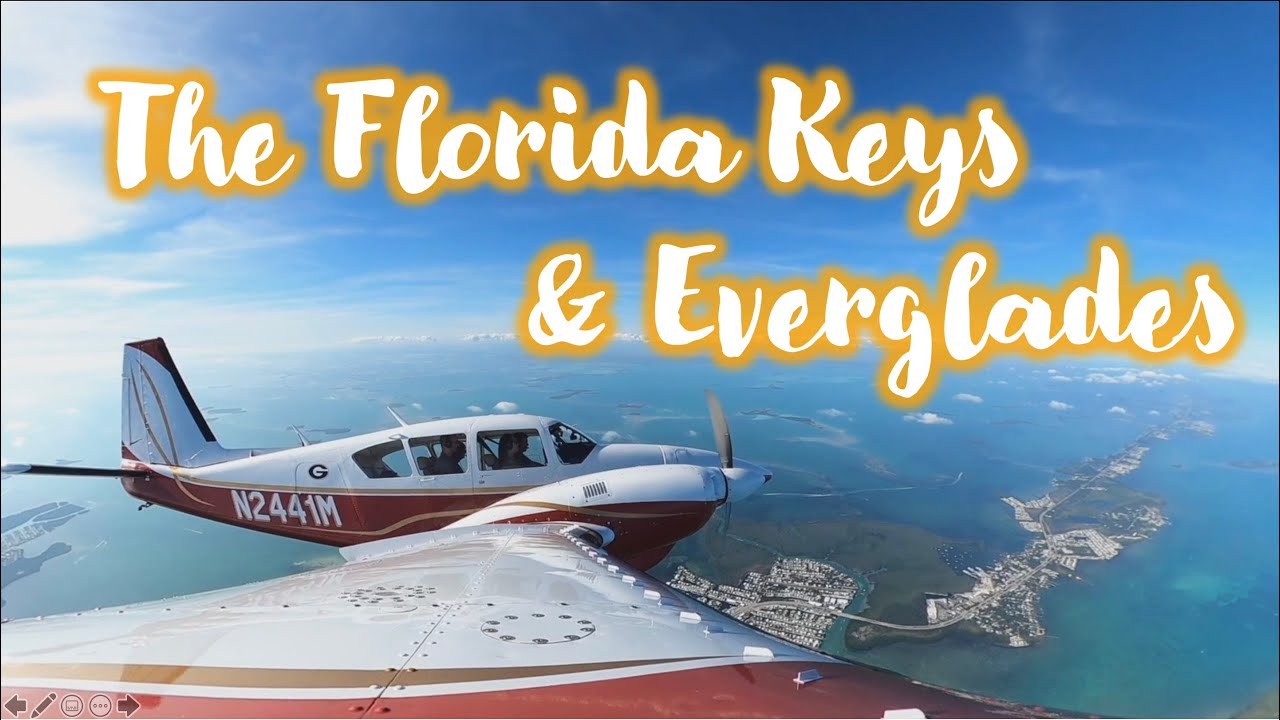 FLYING over the FLORIDA KEYS, MIAMI, and the EVERGLADES - PIPER AZTEC