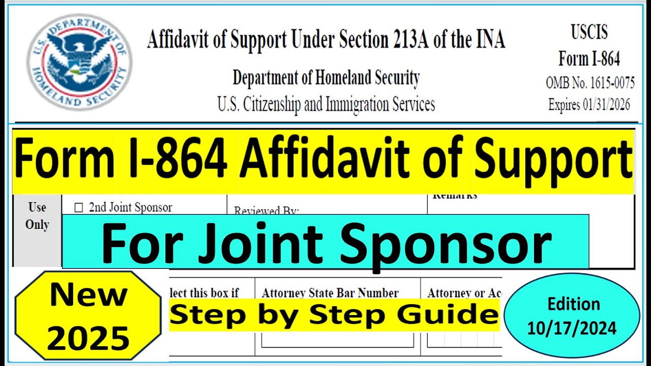 I-864 Affidavit of Support  For Joint Sponsor  || Step by Step Guide