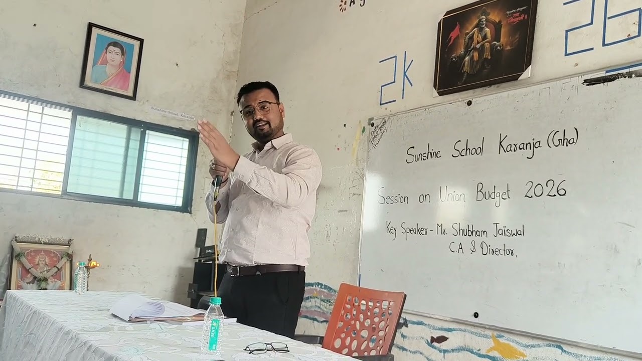 Workshop on Union Budget 2026 by Mr. Shubham Jaiswal in Sunshine School Karanja 