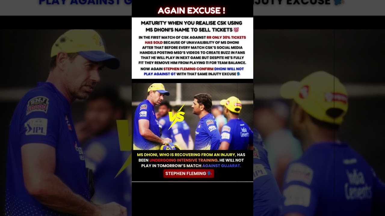 CSK Coach Stephen Fleming Confirms Dhoni Will Miss Next Match Due to Injury 🚨🗣️