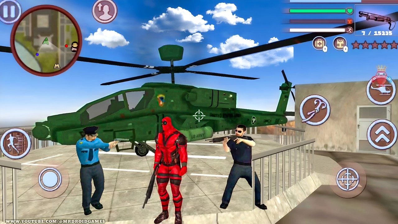 Deadpool Rope Hero: Vice Town Crime Simulator Helicopter & Tank - Android Gameplay
