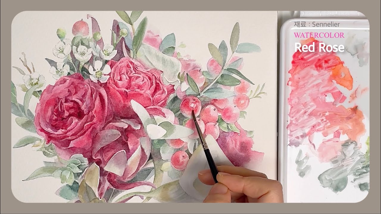 수채화 장미 과정 #수채화#꽃그림#watercolor#flower#水彩画#花画#rosepainting