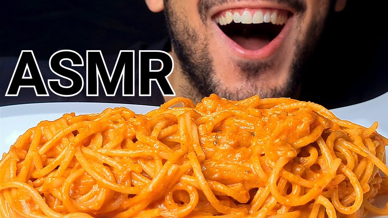 ASMR CREAMY PAPRIKA SPAGHETTI PASTA (EATING SOUNDS) NO TALKING MUKBANG