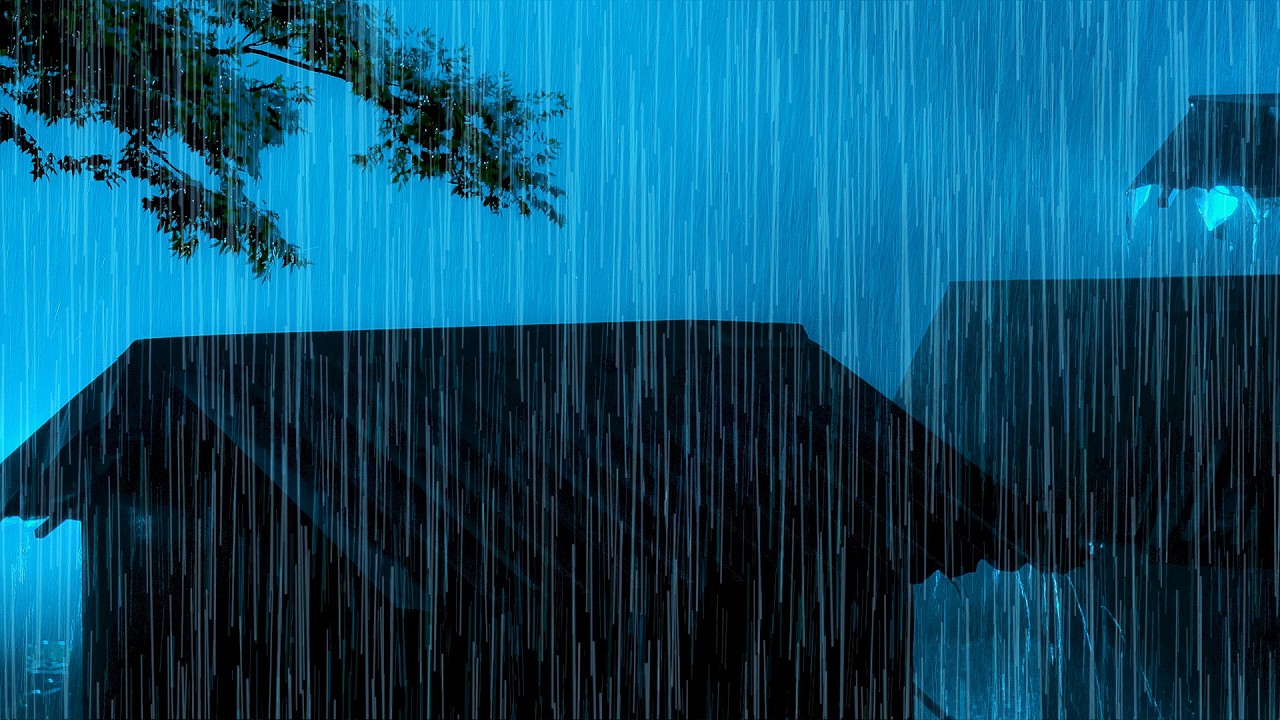 Уютная штормовая ночь ⛈️ Сильный дождь и гром по жестяной крыше для сна и расслабления