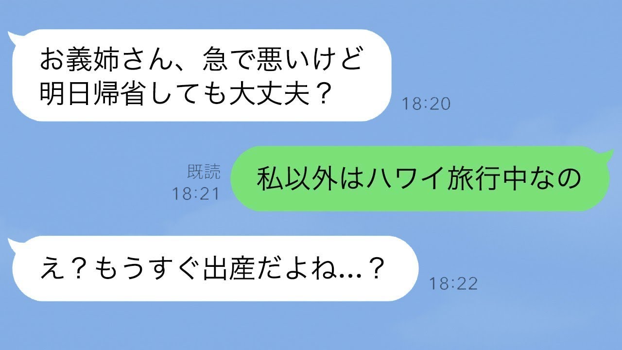 その最中、義妹が「帰省する」と言ってきたので、「今、家にいるのは私だけだよ」と正直に伝えた。