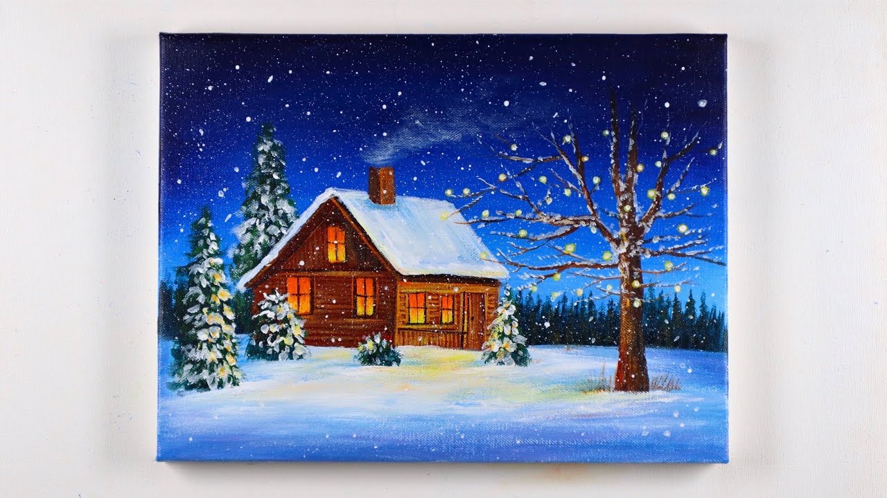 Christmas Painting | winter Painting | Acrylic Painting For Beginners