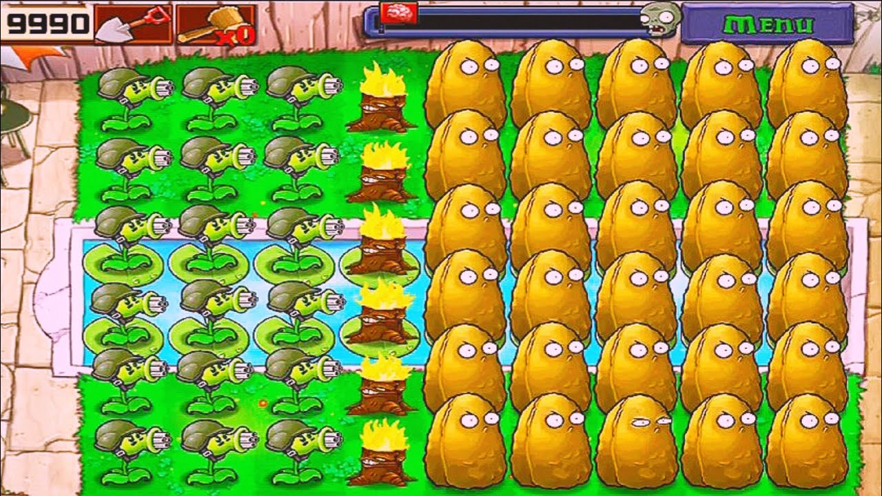 Plants Vs Zombies | Last Stand Pool | Gatlingpea,Tallnut Vs All Zombies Gameplay Full HD 1080p 60fps