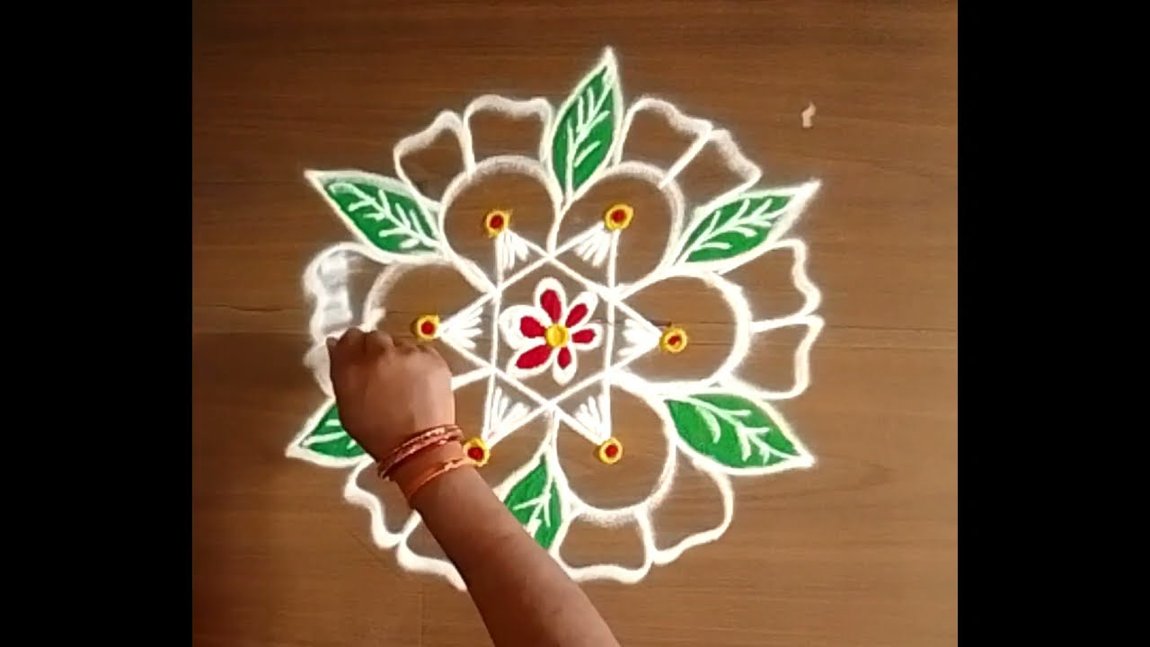 3x2 dots Simple and easy Rangoli design
