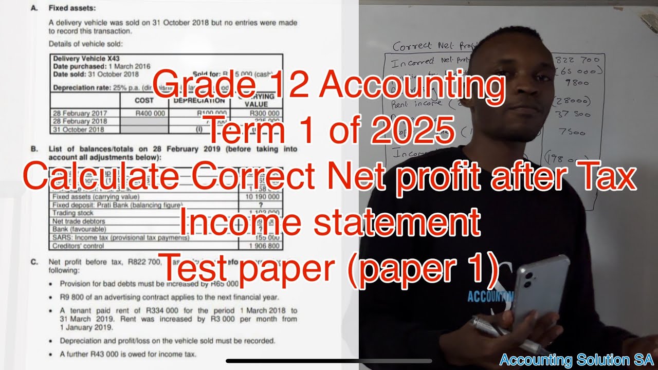Grade 12 Accounting Term 1 | Correct Net Profit after Tax | Income statement part 1 of 2025