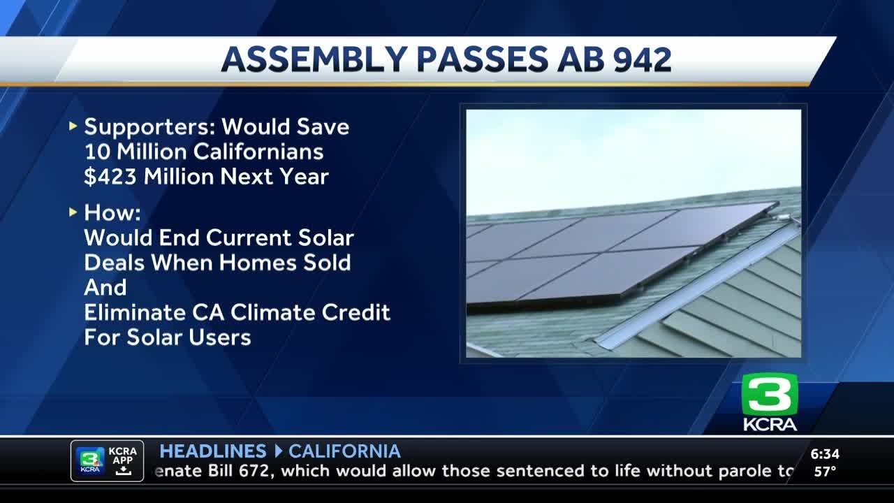California bill that would reduce solar benefits advances