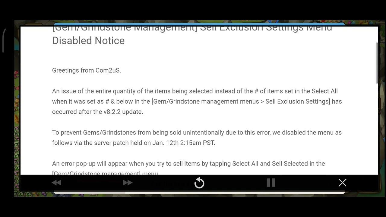 🎉💎[Info] [Gem/Grindstone Management] Sell Exclusion Settings Menu Disabled Notice💎🎉 - Summoners War