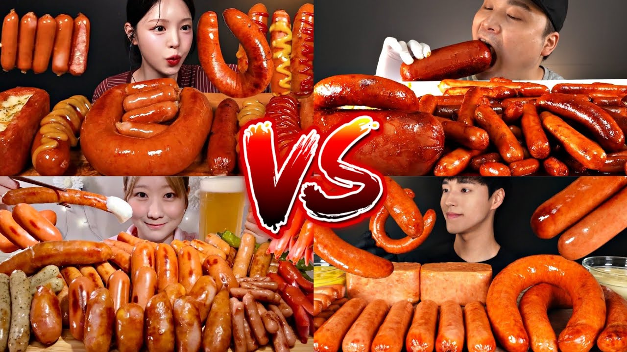 Female VS Male “Kielbasa Sausage” ASMR MUKBANG (compilation)