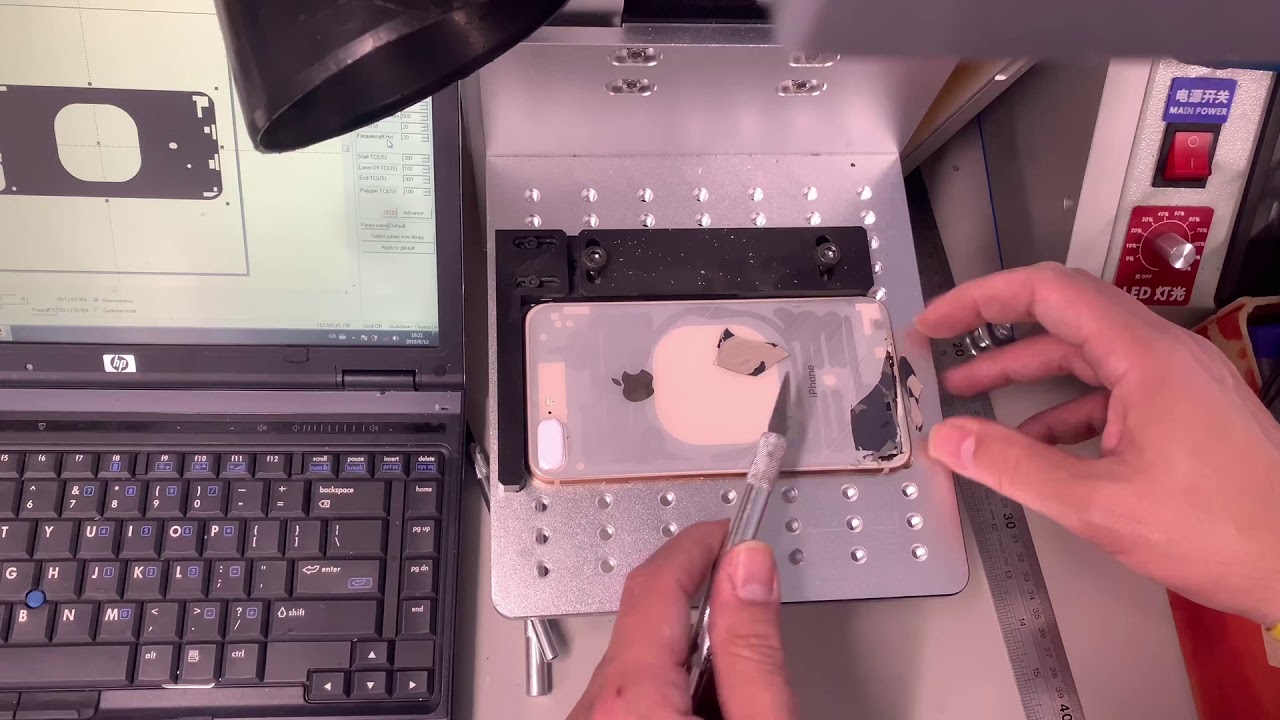 Tips and trick using a M triangle laser to remove back glass on iPhone 8 Plus