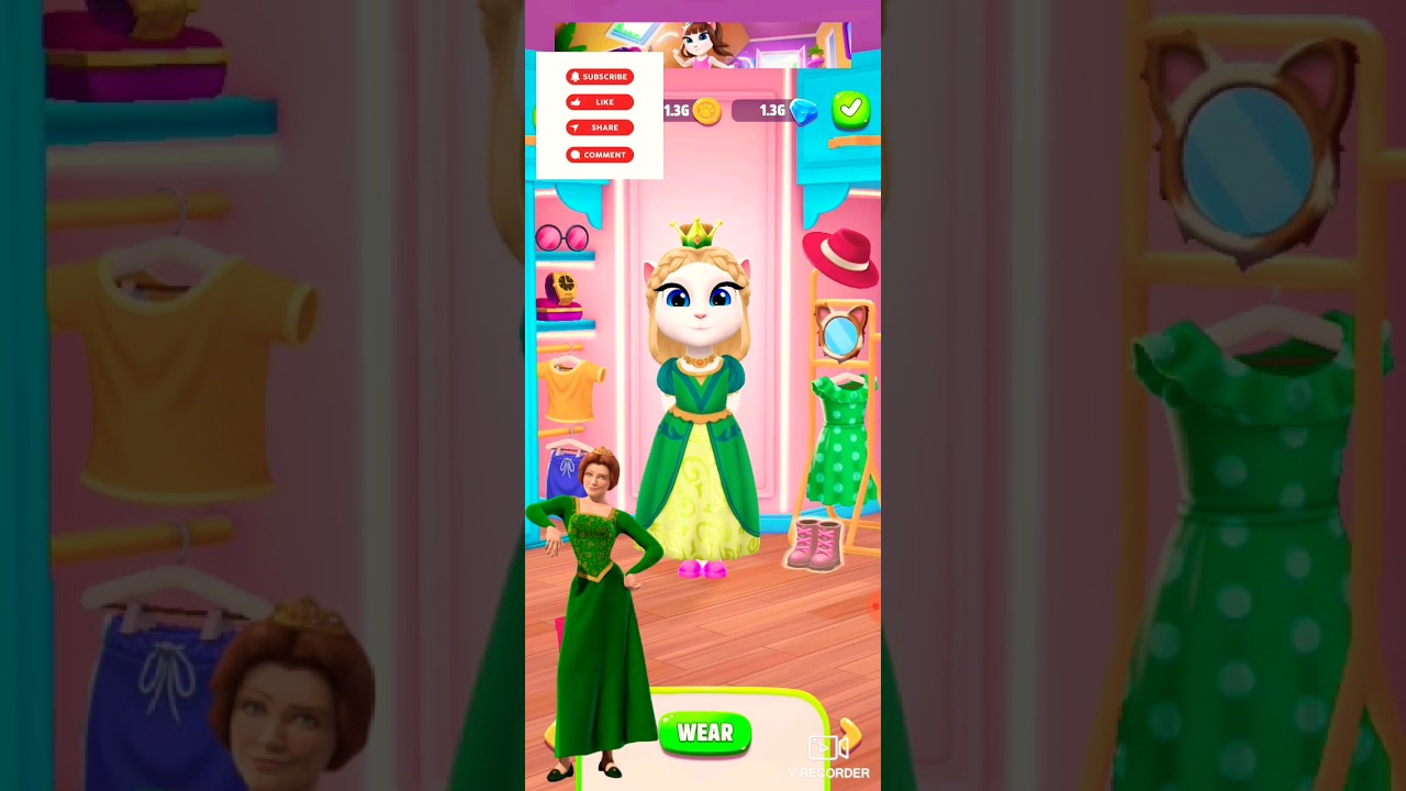 Princess Fiona Makeover My Talking Angela2 #shorts#youtubeshort #mytalkingangela2