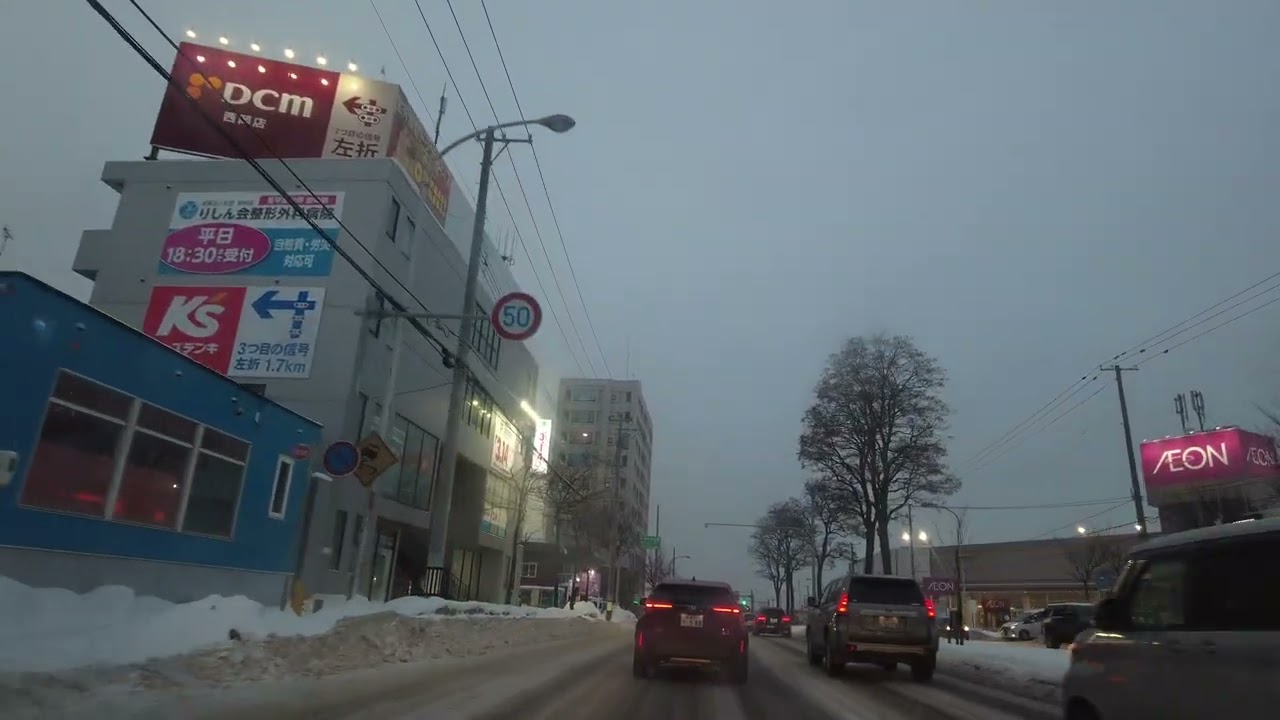[4K][車載]札幌市豊平区月寒つきさむ温泉→札幌市営地下鉄南北線南平岸駅/北海道札幌市