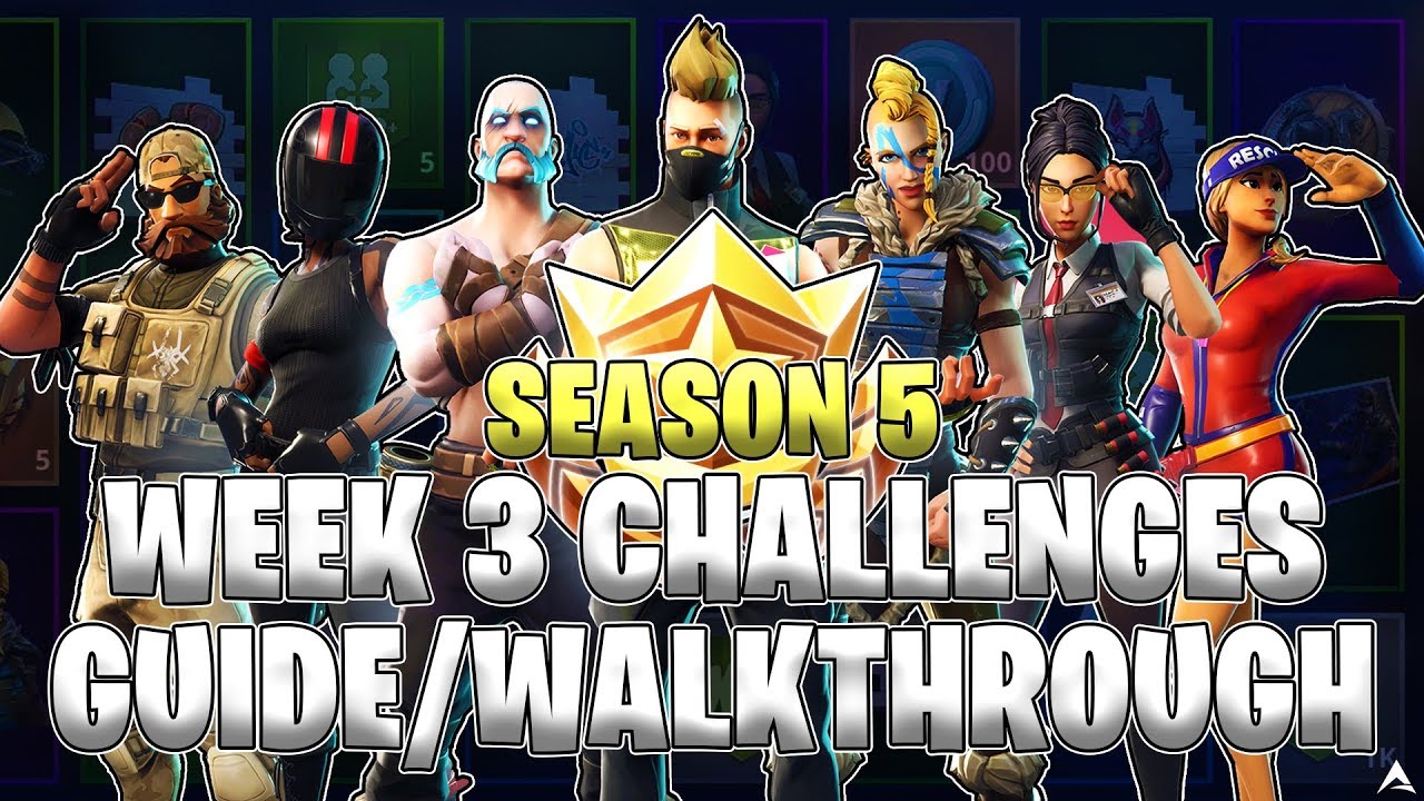 ALL WEEK 3 BATTLE PASS CHALLENGES! (Fortnite Battle Royale Season 5)
