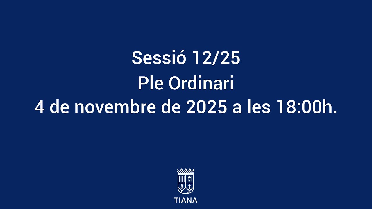 Sessió 12/25 Ordinària de Ple Municipal de 4 de novembre de 2025